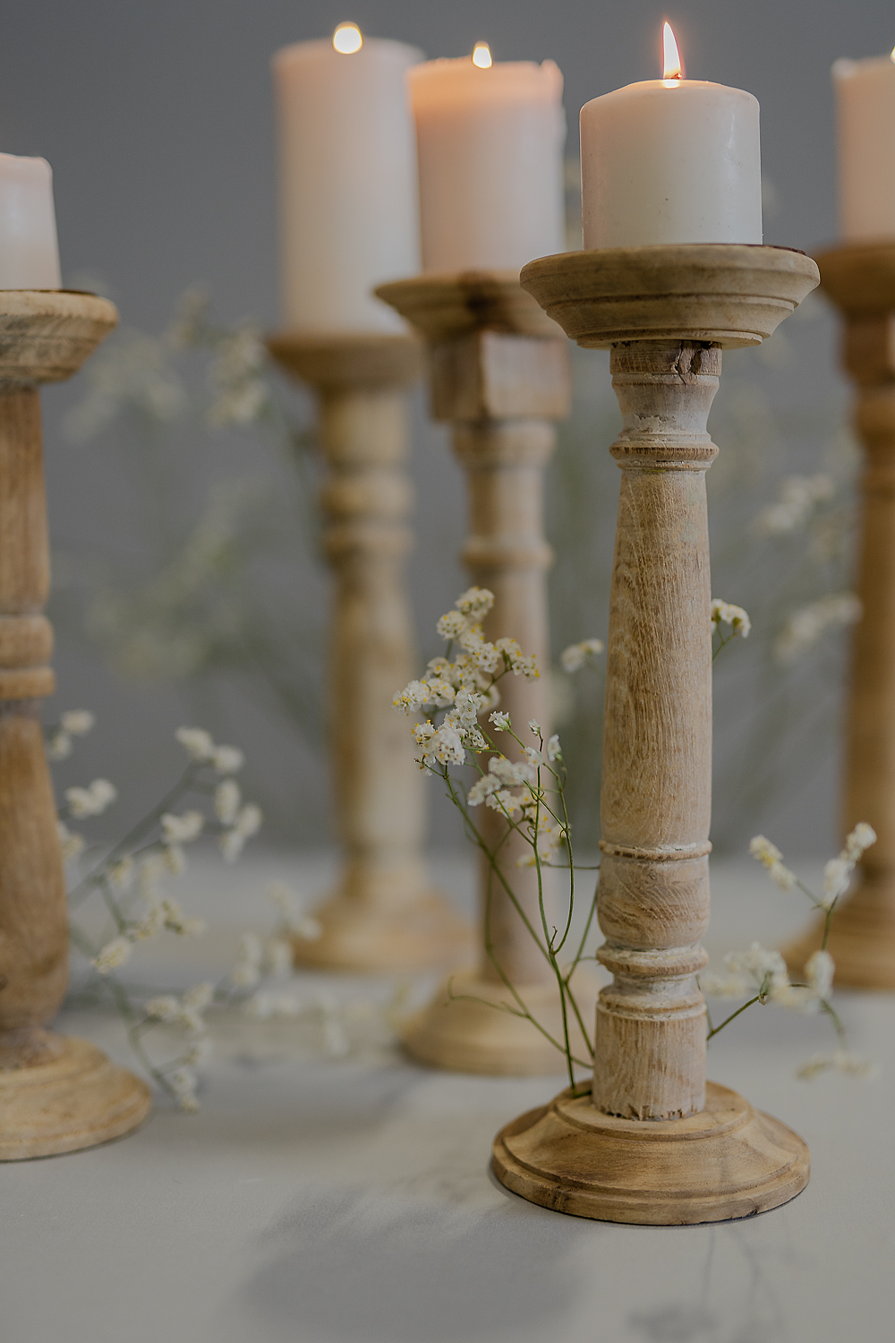Candeliere in legno Naturale - Altezza 33 cm - Dream on Wedding
