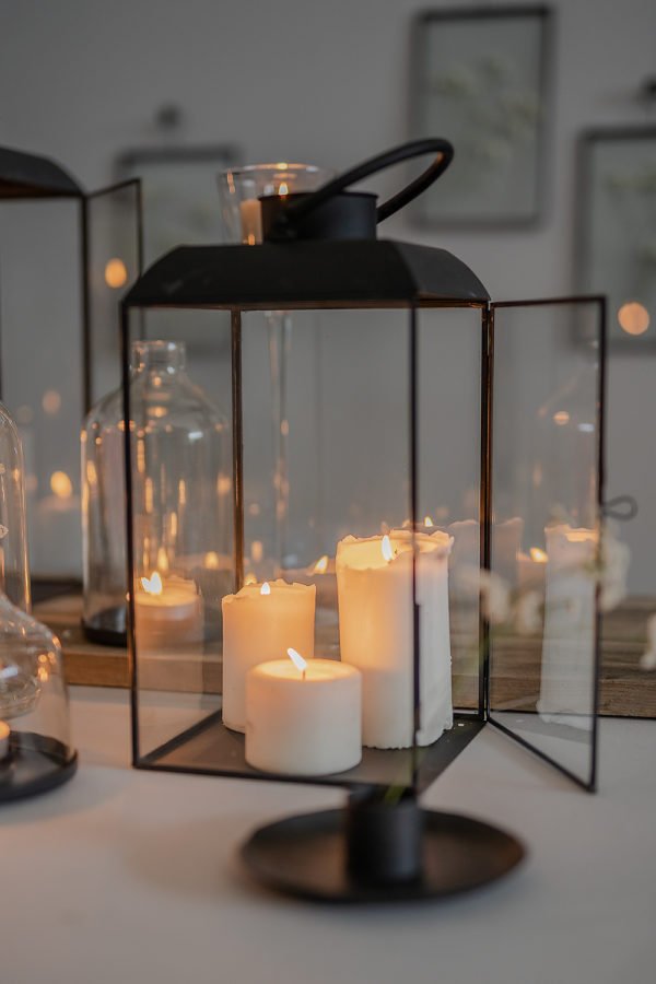 Lanterne en verre moderne parfaite pour les mariages et les événements - Dream On Event design Perugia Umbria Italy