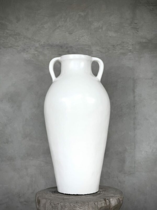 Vaso FIROZ bianco grande in ceramica, design minimalista, Ø30 x H62 cm.