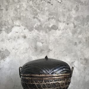 HOI – Cestino rotondo con coperchio, nero antico