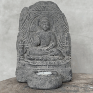 BUDDHA WALL – Portacandela in pietra, finitura grey wash