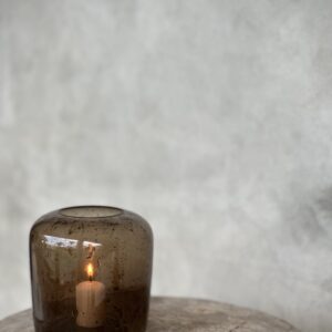 EVI – Portacandela piccolo in vetro fumé bubble