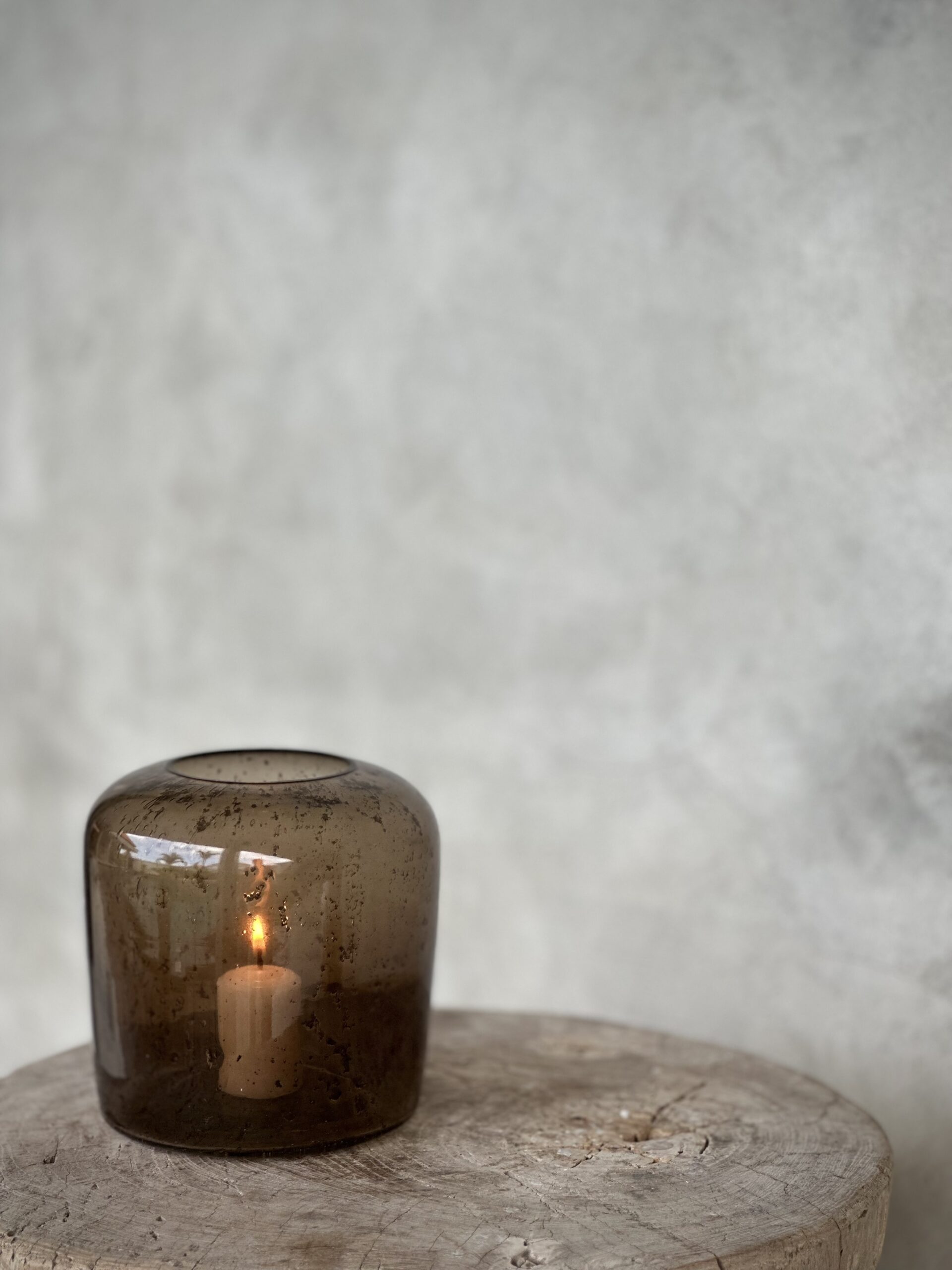 EVI – Portacandela piccolo in vetro fumé bubble